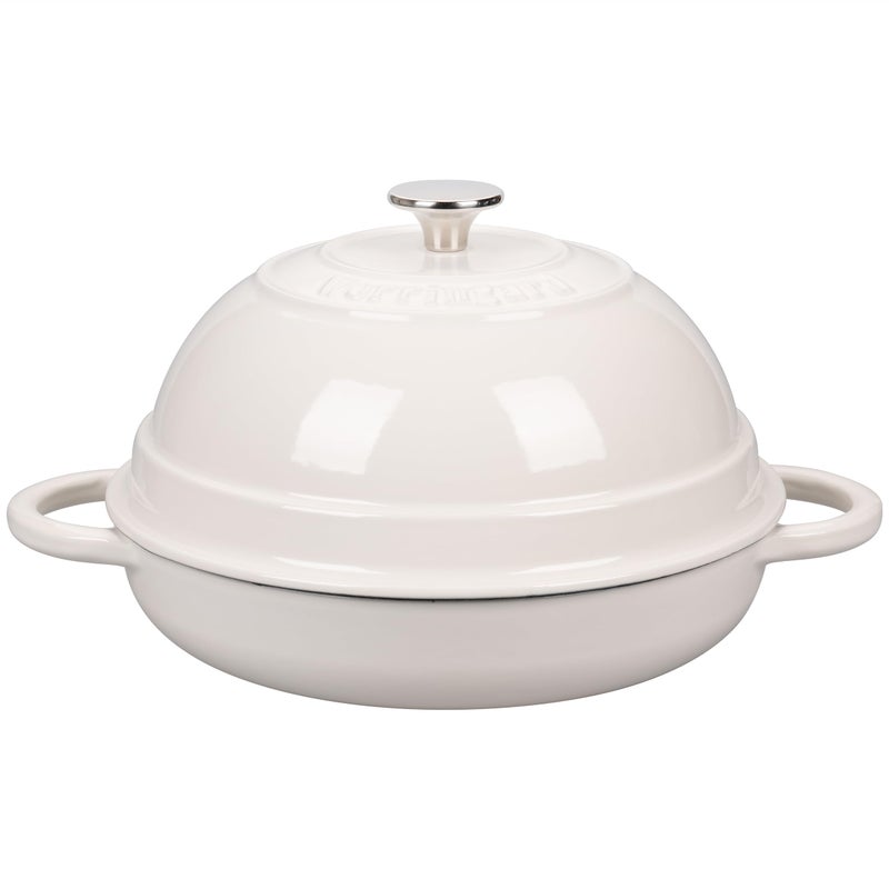 VORRINGARD Cast Iron Enameled Dutch Oven Pot with Lid for Bread Baking, Bread Oven, 6 Quart, White - Image 1