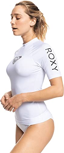 Roxy Women's Whole Hearted Short Sleeve Rashguard – UPF 50+ Sun Protection Quick Dry Swim Shirt for Surfing and Outdoor Activities, Bright White 22, X-Large - Image 2