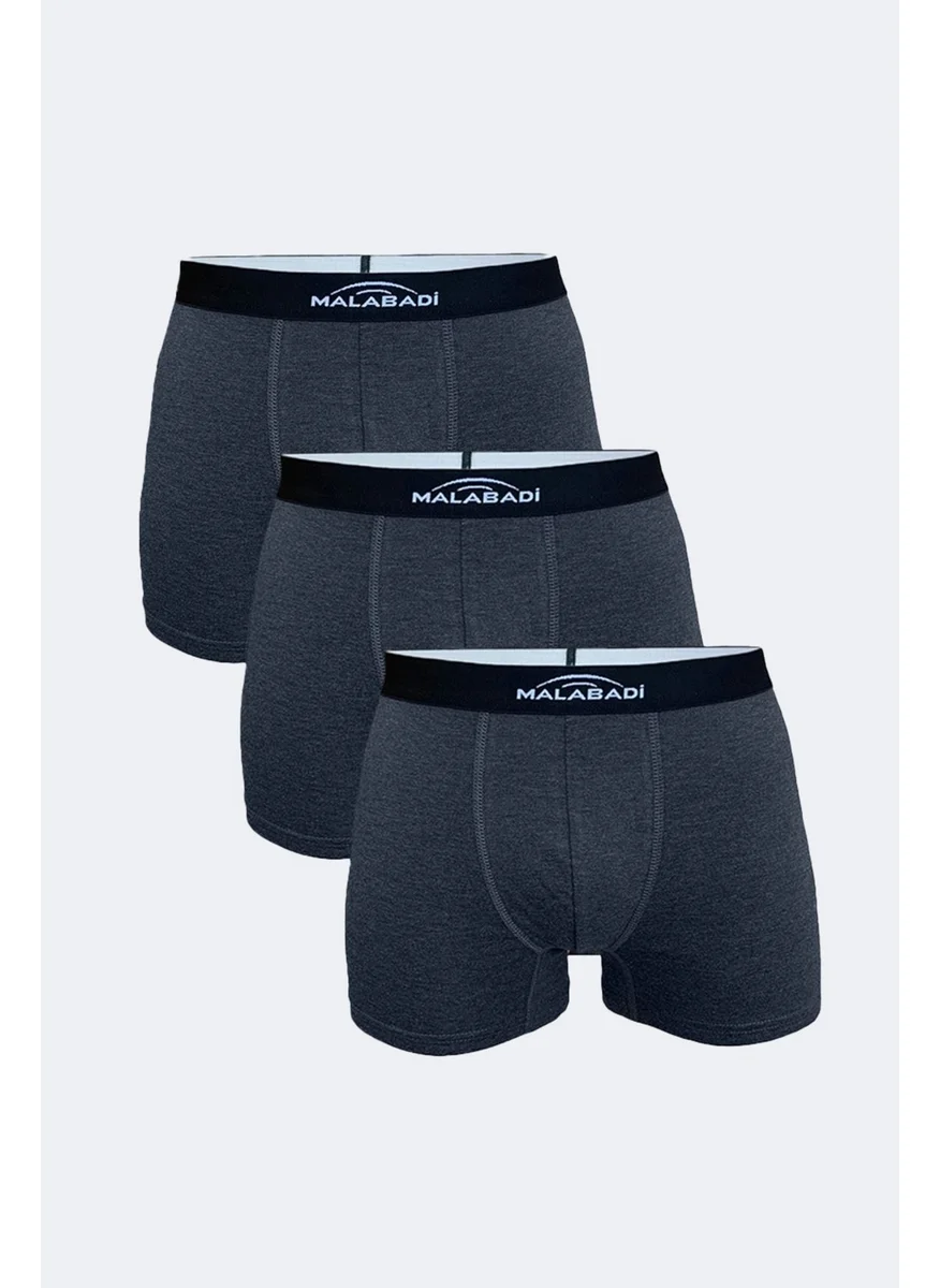 Malabadi Men's Anthracite 3 Piece Cotton Elastane Boxer 3M075