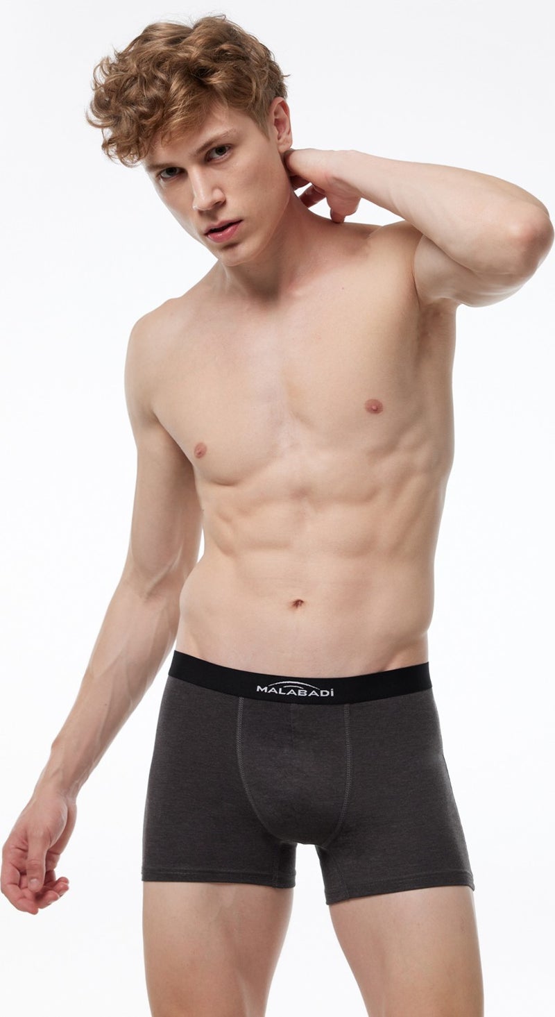 Malabadi Men's Anthracite 3 Piece Cotton Elastane Boxer 3M075  - Image 2