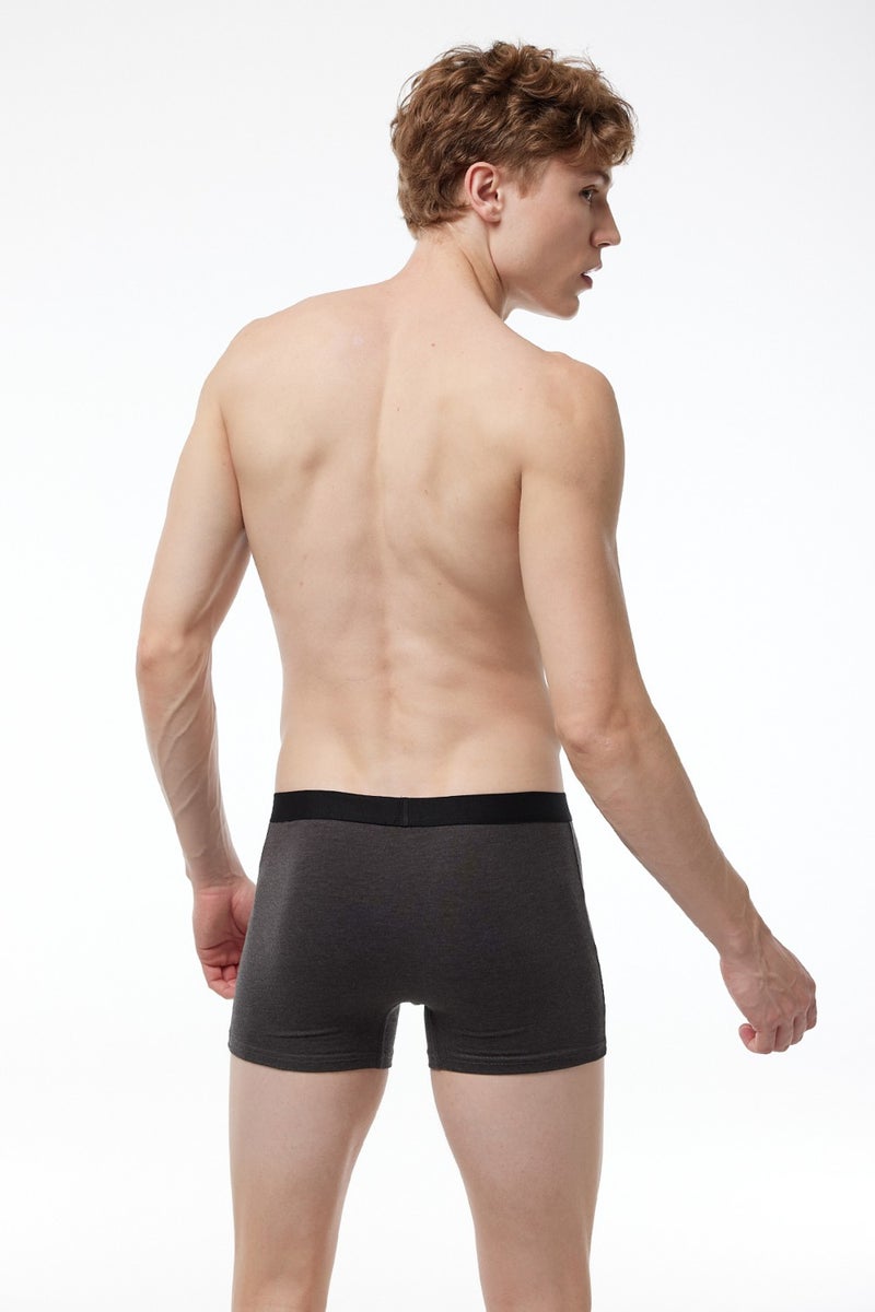 Malabadi Men's Anthracite 3 Piece Cotton Elastane Boxer 3M075  - Image 4