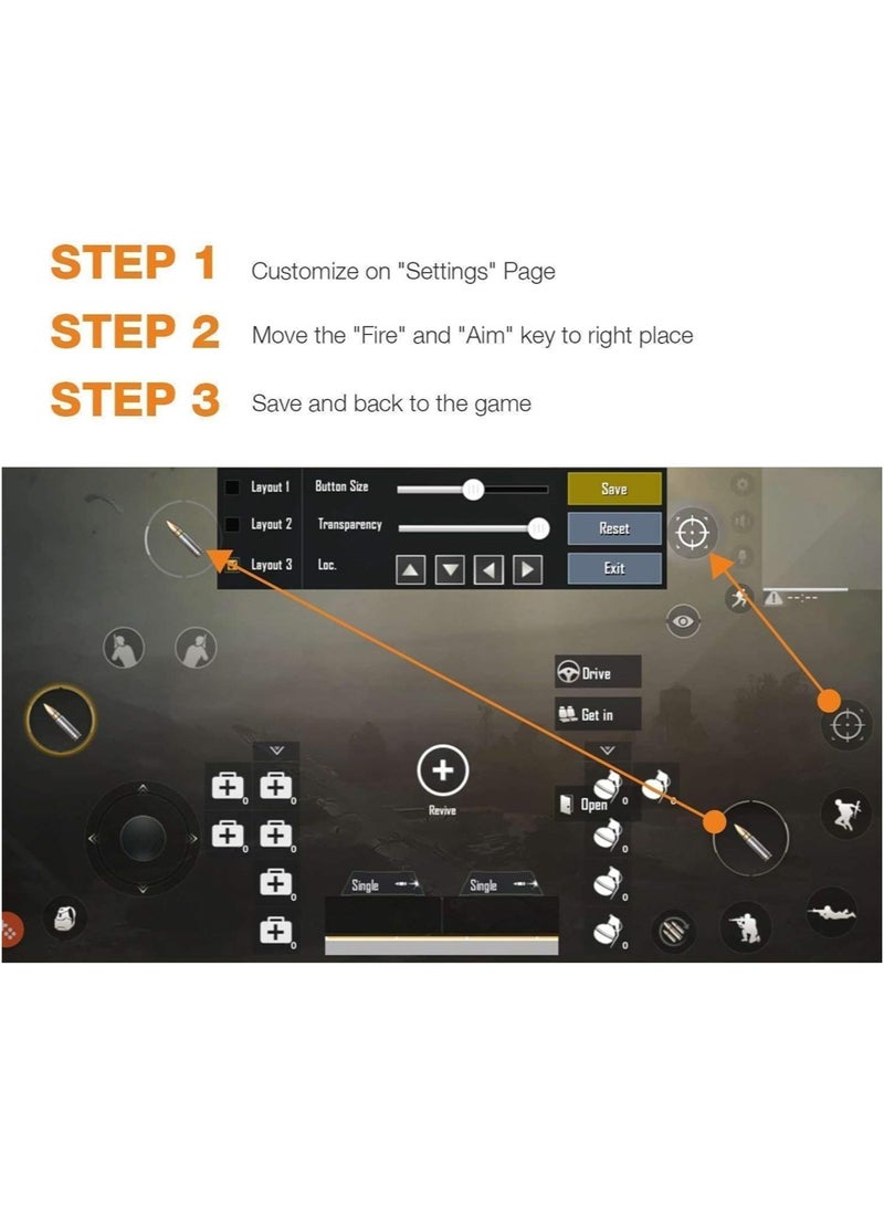 Mobile Game Controller for PUBG Mobile Controller L1R1 Mobile Game Trigger Joystick Gamepad for 4-6.5" iOS & Android Phone Handle(W10 Update)