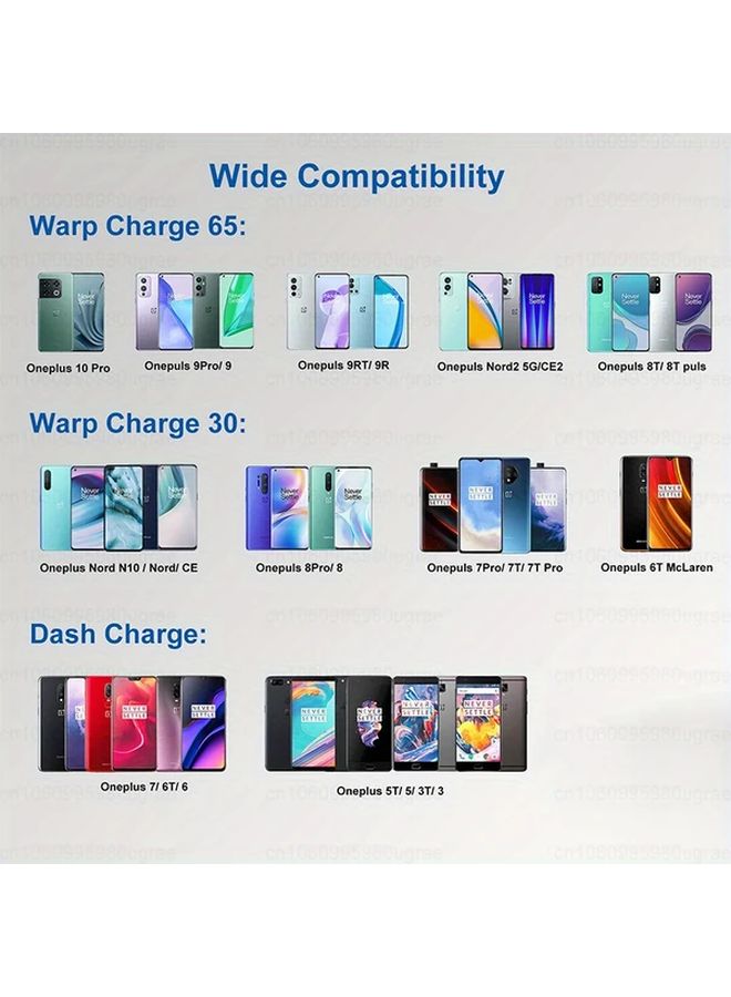 كابل شحن سريع من USB-A إلى USB-C بقدرة 80 واط SuperVOOC Dash Warp 6A مقاس 59.06 بوصة - Image 5