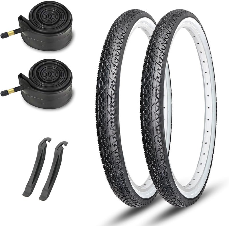 MOHEGIA 26 x 2.125 Inch Cruiser Bike Tires Set with Inner Tubes and Tire Levers - Image 1