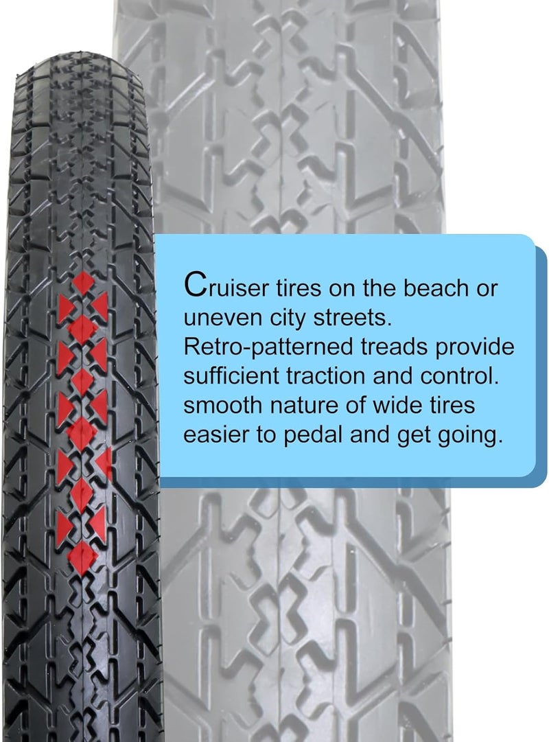 MOHEGIA 26 x 2.125 Inch Cruiser Bike Tires Set with Inner Tubes and Tire Levers - Image 3