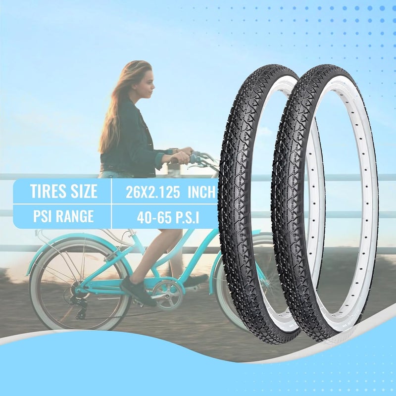 MOHEGIA 26 x 2.125 Inch Cruiser Bike Tires Set with Inner Tubes and Tire Levers - Image 4