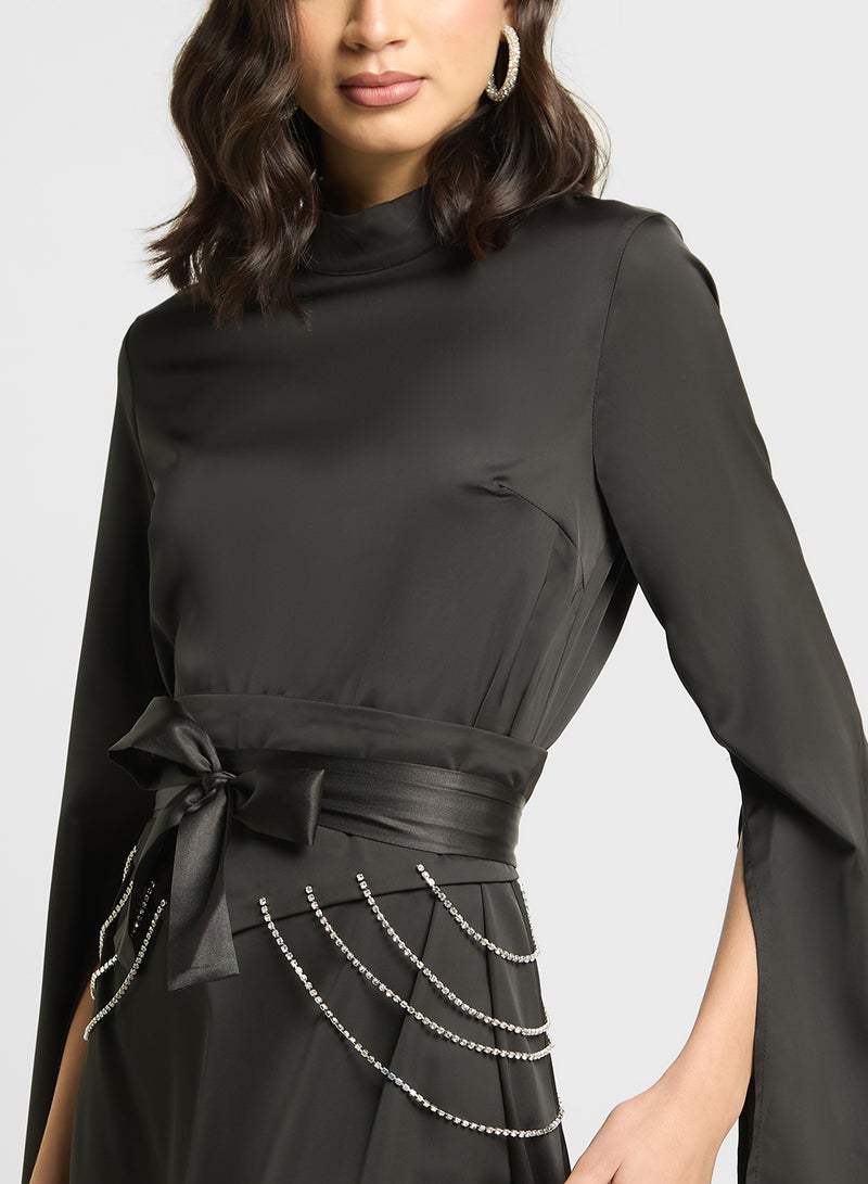 Khizana Satin Belted Dress - Image 3
