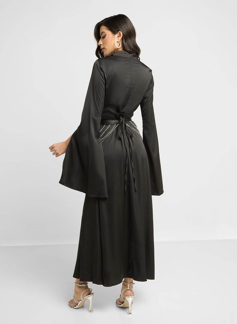 Khizana Satin Belted Dress - Image 2
