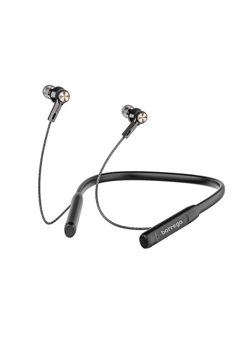 borrego BH213 Wireless Bluetooth Earphone With Magnetic, 20 Hours Music Time- Gold  - Image 1