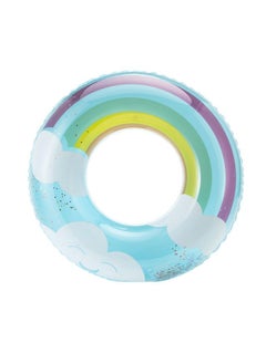 Thickened Children's Striped Adult Swimming Ring Inflatable Underarm Ring Net Red Floating Ring Double Airbag Swimming Ring-Outer Diameter After Inflation:70#(suitable For 5-9 Years Old)-Inside Diameter After Inflation:blue Clouds