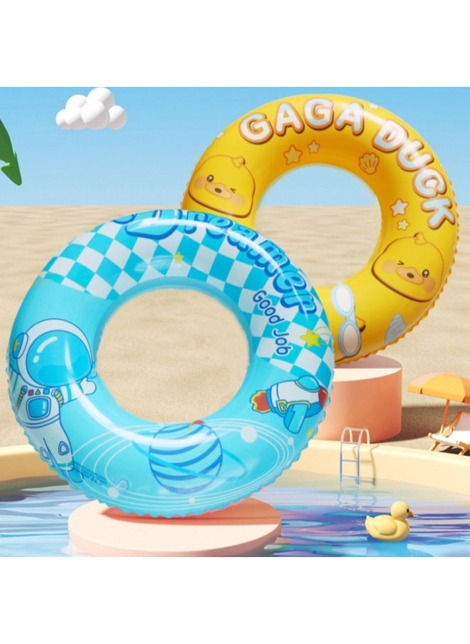 Generic - Thickened Children's Striped Adult Swimming Ring Inflatable Underarm Ring Net Red Floating Ring Double Airbag Swimming Ring-Outer Diameter After Inflation:70#(suitable For 5-9 Years Old)-Inside Diameter After Inflation:blue Clouds - Image 1