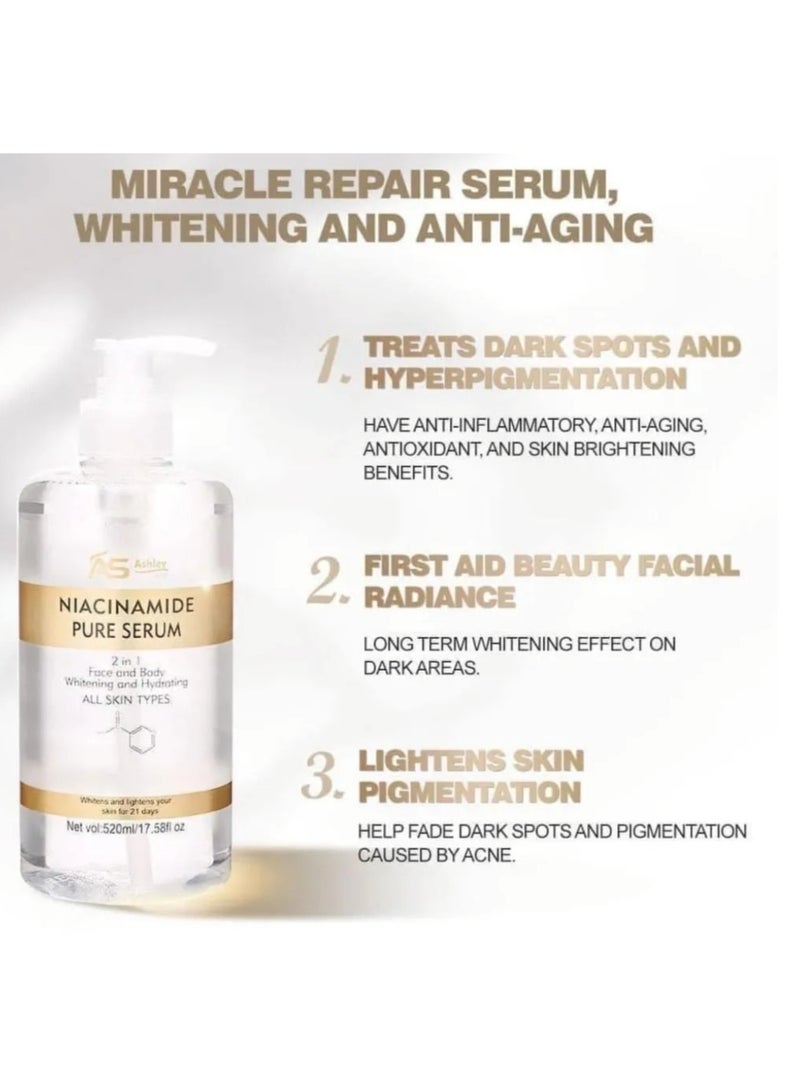 آشلي مصل أشلي شاين نياسيناميد النقي 2 في 1 لتبييض وترطيب الوجه والجسم 520 مل - Image 3