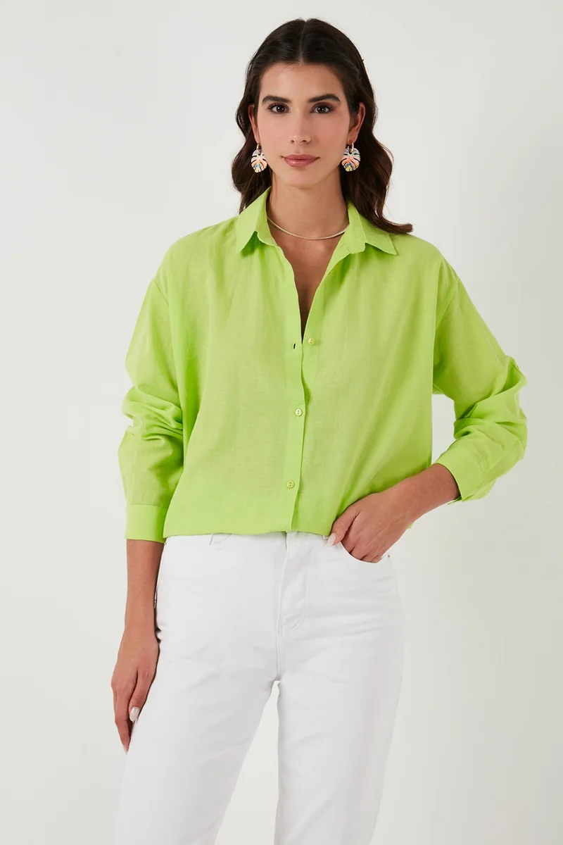 Lela Linen Look 100% Cotton Relaxed Fit Shirt Women's Shirt 51444624