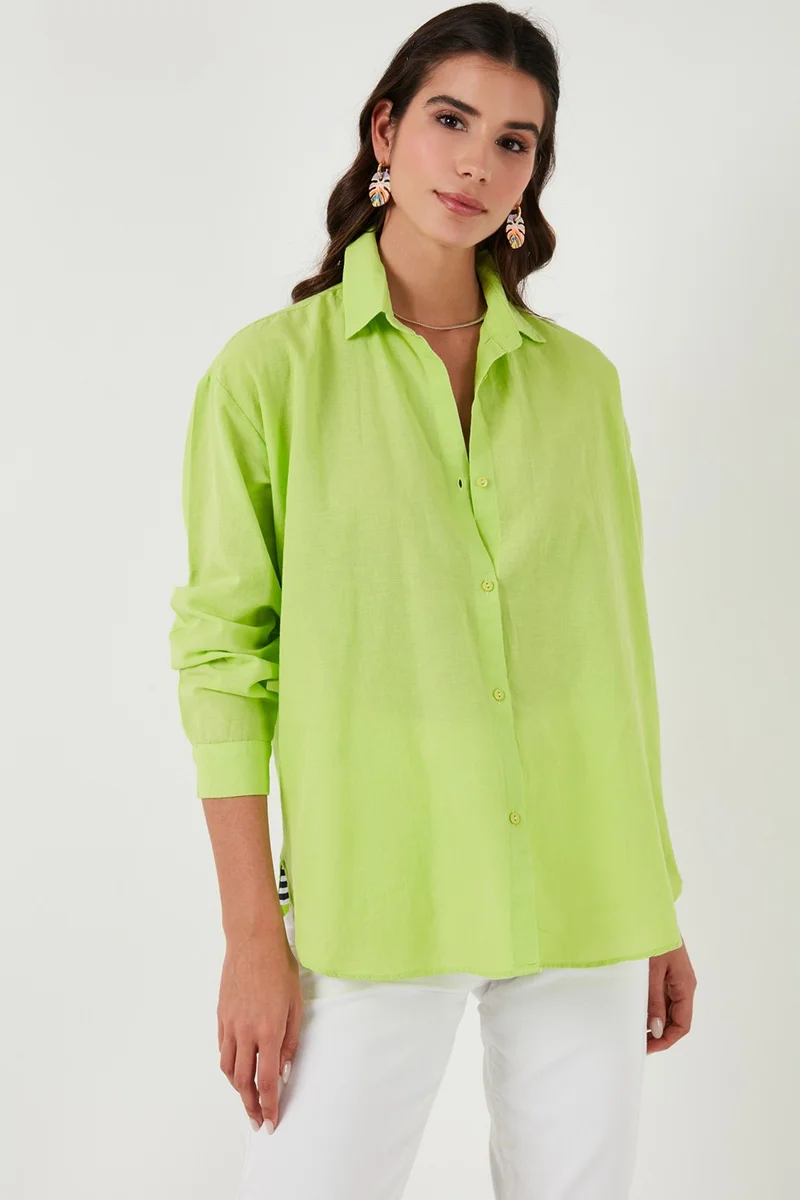 Lela Linen Look 100% Cotton Relaxed Fit Shirt Women's Shirt 51444624