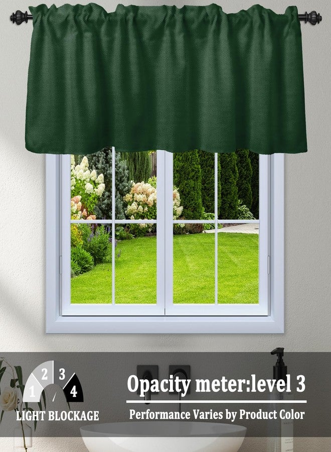 Renaiss 42 x 18 Inch Deep Green Kitchen Valance Curtains for Living Room Linen Rod Pocket Window Treatments Valance Solid Short Topper Short Curtains Valance for Small Window Farmhouse Valance - Image 3