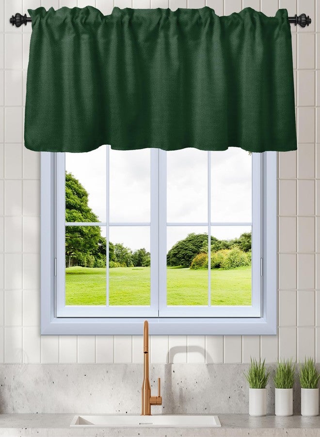 Renaiss 42 x 18 Inch Deep Green Kitchen Valance Curtains for Living Room Linen Rod Pocket Window Treatments Valance Solid Short Topper Short Curtains Valance for Small Window Farmhouse Valance - Image 1