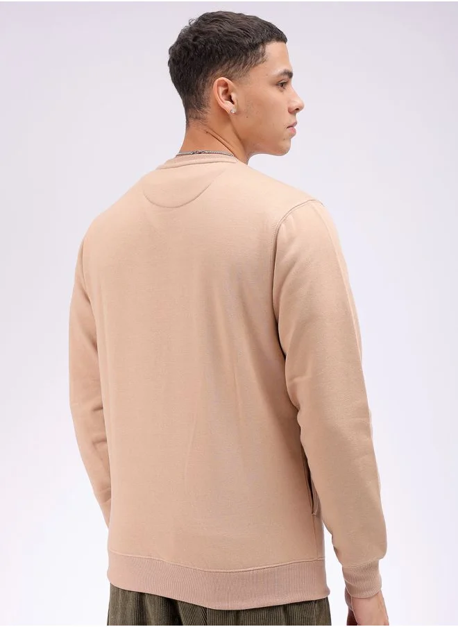 The Indian Garage Co Men Regular Fit Solid Crew Neck Overhead Sweatshirt