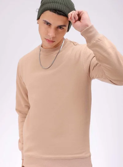 The Indian Garage Co Men Regular Fit Solid Crew Neck Overhead Sweatshirt