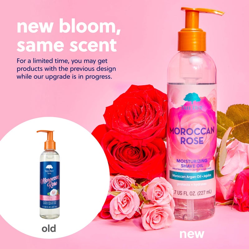 Tree Hut زيت الحلاقة المرطب من تري هات - روز مغربي، تركيبة جل إلى زيت، حاجز مرطب فائق للحصول على حلاقة قريبة وناعمة، لجميع أنواع البشرة، 7.7 أونصة سائلة - Image 2