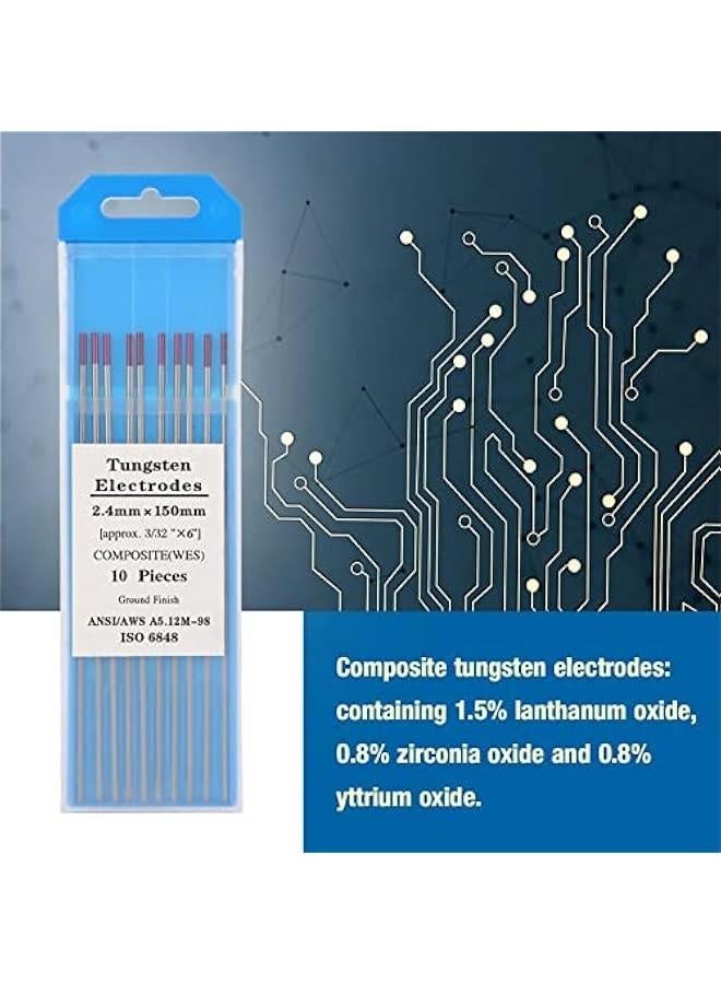10-Pack E3 Tungsten Purple Tungsten Electrodes 3/32 Tungsten Purple Composite Tungsten Electrode Tig Welding Composite Tungsten Electrodes 2.4 * 150mm (WES Purple)  - Image 2