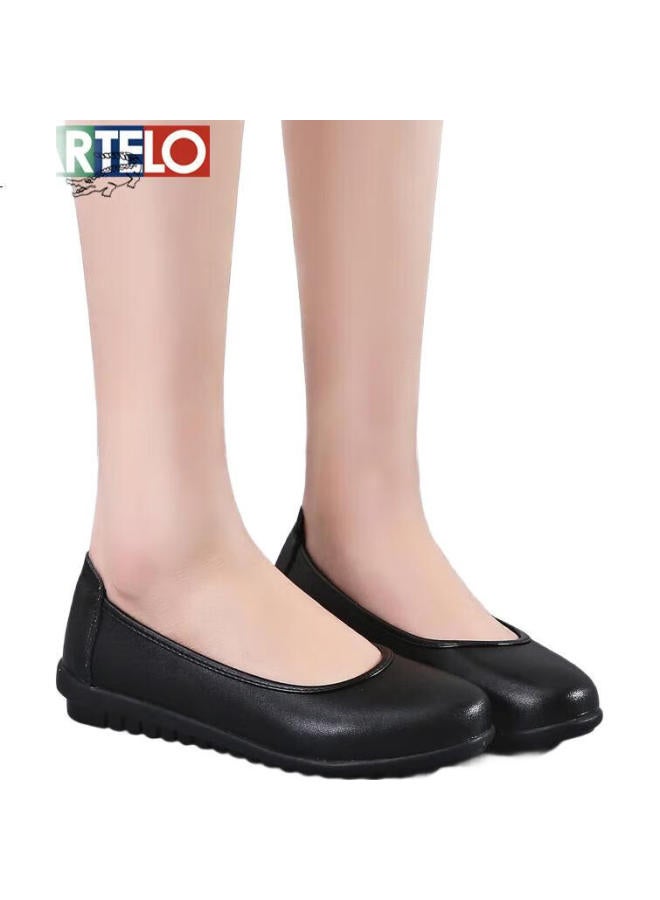 CARTELO Women'S Shoes Wedge Heel Round Toe Single Shoes Professional Women'S Leather Shoes Kdldx-2138 Black Size 39 - Image 2