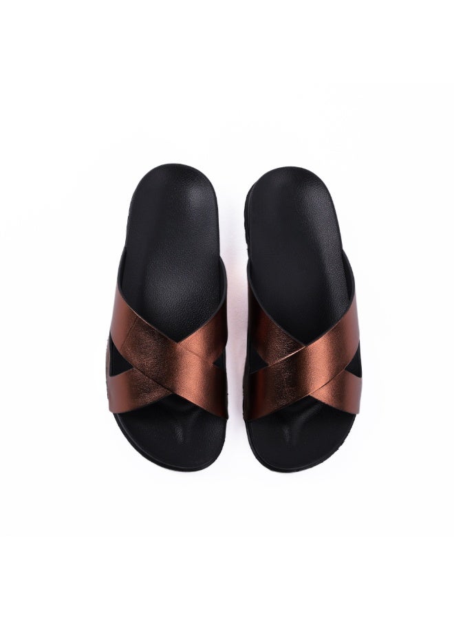 Onda Galaxy -x- Comfortable, Light Weight & Stylish Slide Slipper for Women  Black & Brick - Image 1