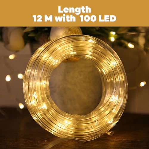 GIGAWATTS GW-502-100 12m Solar Strip Lights 100 LED | 8 Modes Rope Lamp with 800mAh Battery & 2V Panel, BIS Approved, Waterproof Solar Strip Light Outdoor for Garden & Balcony (Pack of 1, Warm White) - Image 4