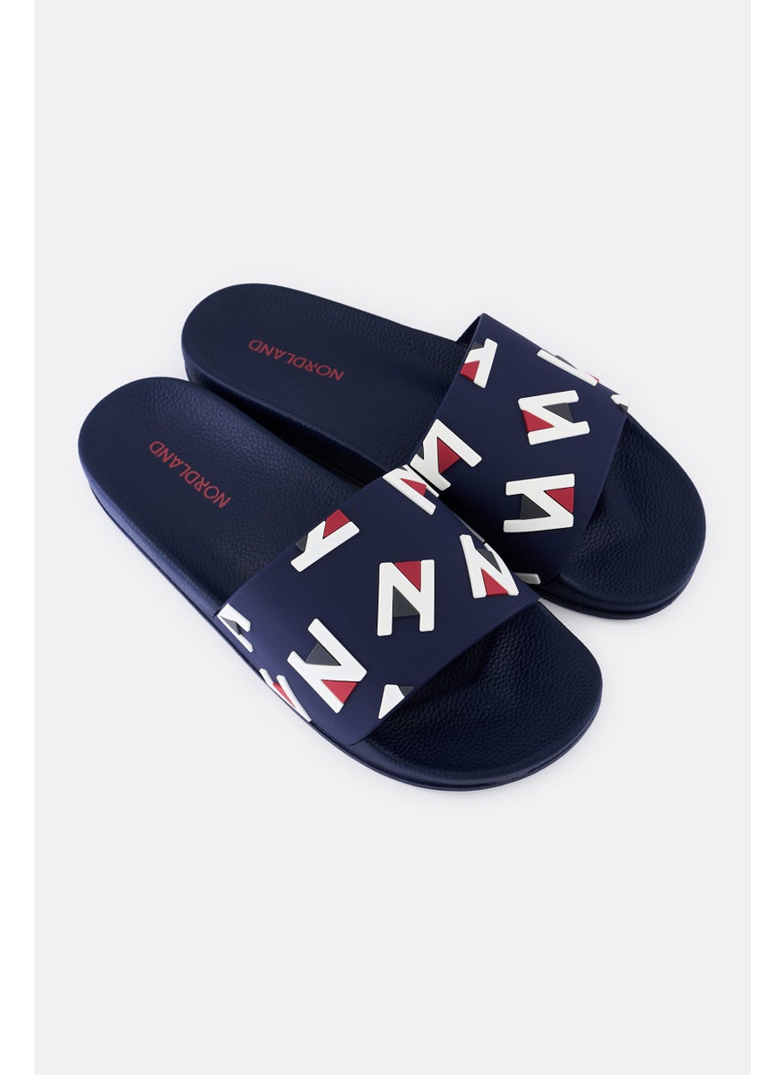 Nordland Men Brand Logo Slip On Slides, Navy  - Image 2