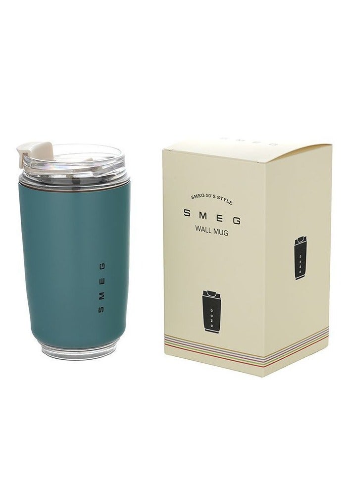 سميج كوب سفر معزول بجدار مزدوج - كوب قهوة مانع للتسرب سعة 350 مل للمشروبات الساخنة والباردة (أزرق مخضر) - Image 2