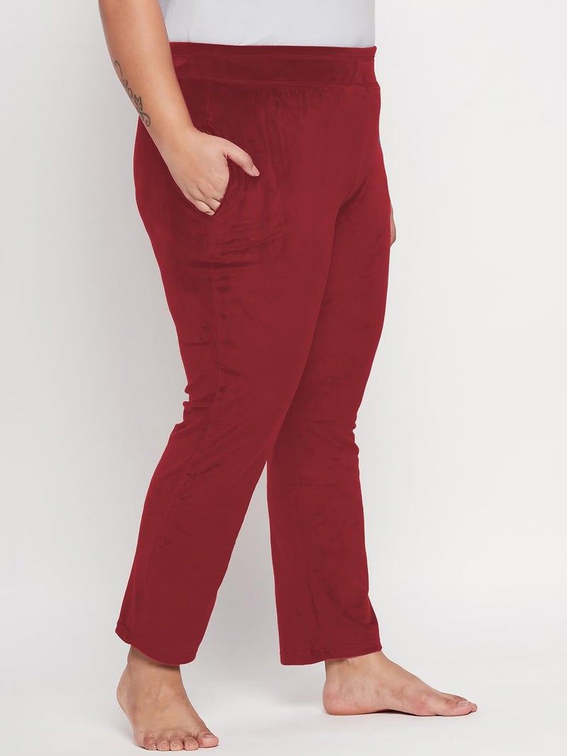 CAMEY Women's Winter Soft & Warm Velvet Lower/Track Pant/Pyjama with 2 Side Pockets (XL, Maroon) - Image 5