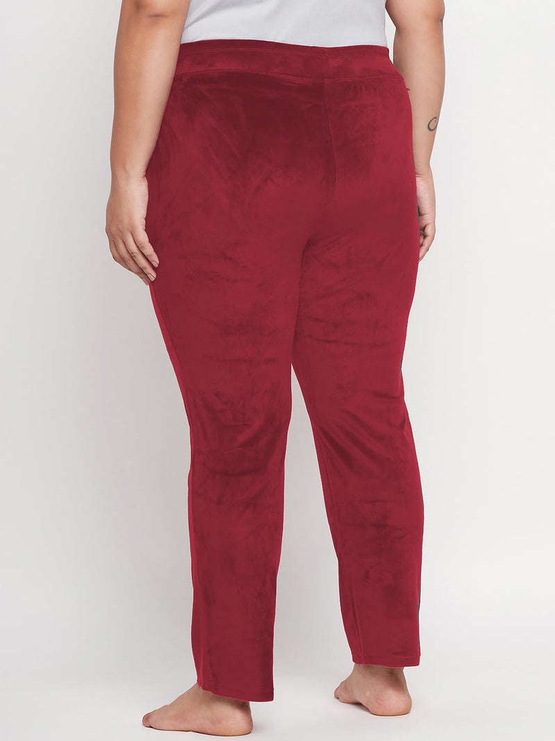 CAMEY Women's Winter Soft & Warm Velvet Lower/Track Pant/Pyjama with 2 Side Pockets (XL, Maroon) - Image 4