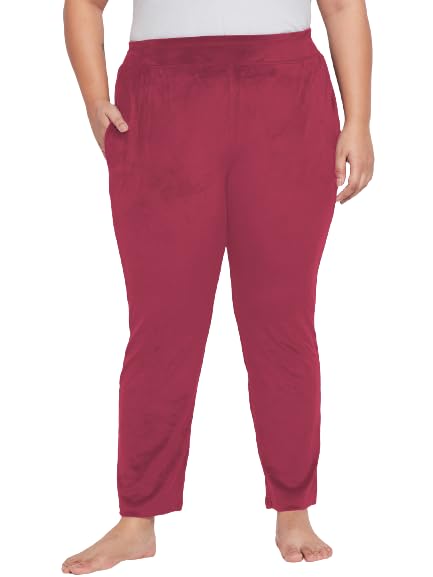 CAMEY Women's Winter Soft & Warm Velvet Lower/Track Pant/Pyjama with 2 Side Pockets (XL, Maroon) - Image 1
