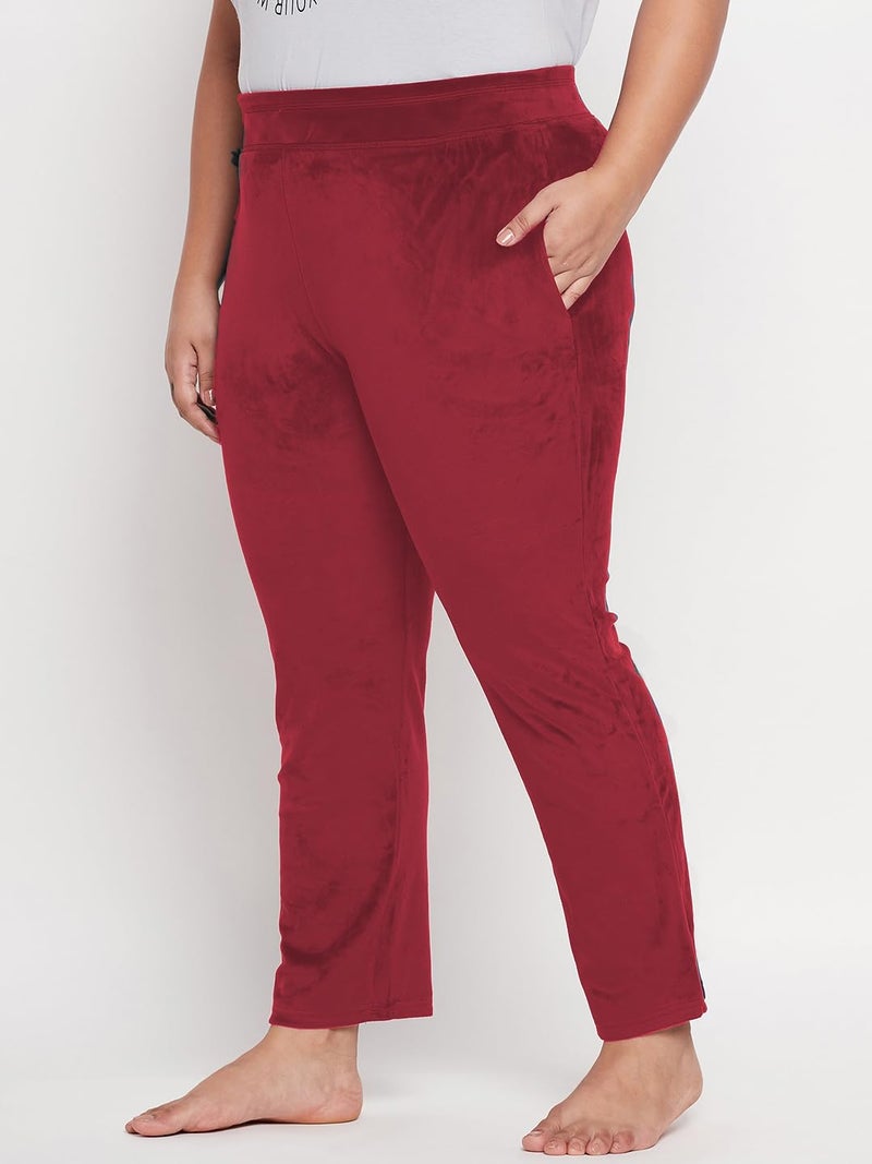 CAMEY Women's Winter Soft & Warm Velvet Lower/Track Pant/Pyjama with 2 Side Pockets (XL, Maroon) - Image 3