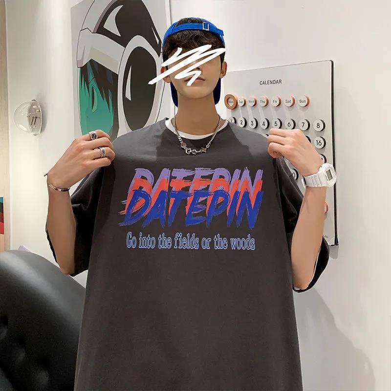 New Pure Cotton 2024 Couple Short Sleeve T-Shirt New Ins Hong Kong Style Ruan Shuai Bm Style Loose Casual All-Match Half Sleeve Body - Image 3