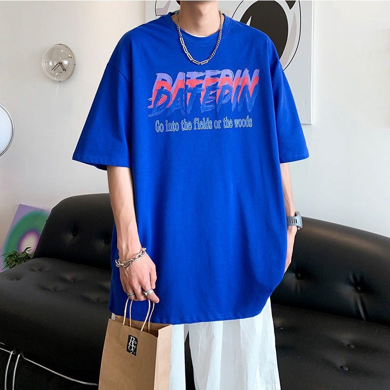 New Pure Cotton 2024 Couple Short Sleeve T-Shirt New Ins Hong Kong Style Ruan Shuai Bm Style Loose Casual All-Match Half Sleeve Body - Image 5