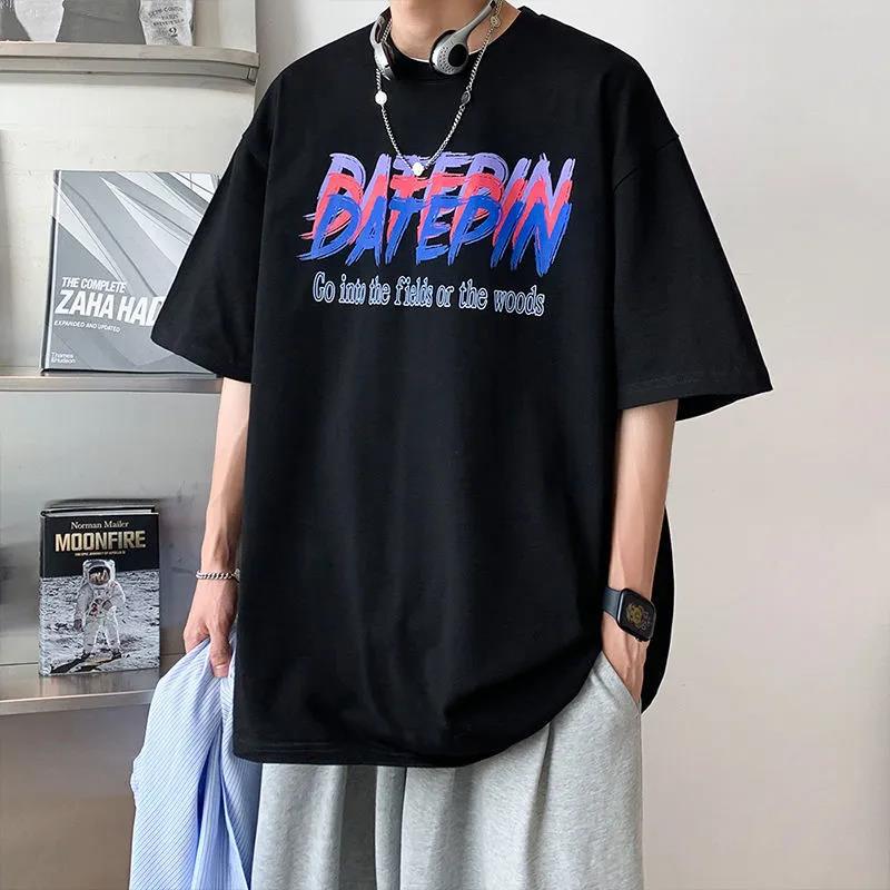 New Pure Cotton 2024 Couple Short Sleeve T-Shirt New Ins Hong Kong Style Ruan Shuai Bm Style Loose Casual All-Match Half Sleeve Body - Image 4