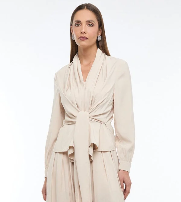 بي سي بي جي BCBG-KNITTED CUPRO BLOUSE LONG SLEEVE