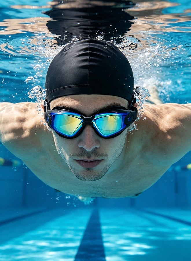 SUCITY 2 Sets 5-in-1 Anti-Fog Swimming Goggles - Goggle Set with Swimming Cap-Earplugs-Nose Clip-Leak-Proof Goggles-Waterproof Swimming Goggles that Can Effectively Block Ultraviolet Rays-Suitable for everyone - Image 5