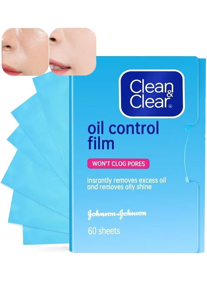 Clean & Clear Oil Control Film, Oil Blotting Paper Oil Absorbing Facial Sheets, 60 Sheets Makeup Friendly High-Performance Handy Face Blotting Paper For Oily Skin - Image 1