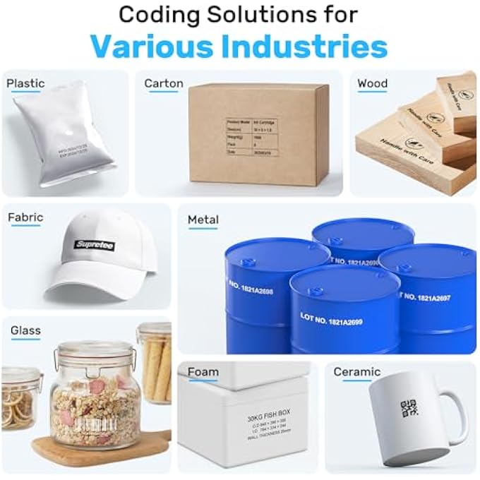 HANDHELD INKJET PRINTER BT-HH6210BL 1 INCH PRINTHEAD DATE CODER WITH 42ML FAST DRY INK FOR BATCH NUMBER EXPIRY DATE QR CODE BARCODE LOGO ON ANY SURFACES TO USE ON CONVEYOR LINE FOR AUTO PRINT - Image 3