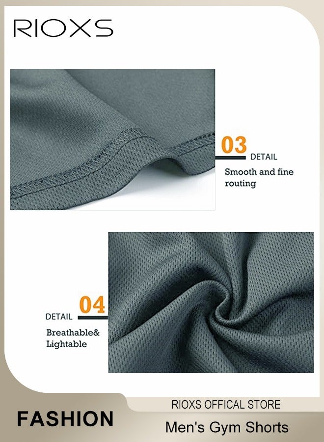 RIOXS شورتات رجالية، شورت رياضي بطول 5 إنش، شورتات جري سريعة الجفاف، شورتات رياضية خفيفة الوزن مع جيوب، شورتات جري مع حبل سحب للرجال، شورتات تدريب كمال الأجسام القابلة للتنفس - Image 5