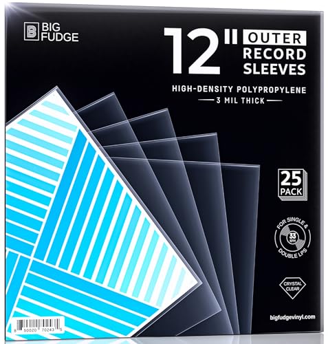 Big Fudge Vinyl Record Sleeves 25 x 12 LP - Durable & Wrinkle-Free Vinyl Outer Sleeves - Crystal Clear High-Density Polypropylene - 3 mil Thick, 12.75” x 12.75” - Fits Most Gatefolds, Double LPs - Image 1