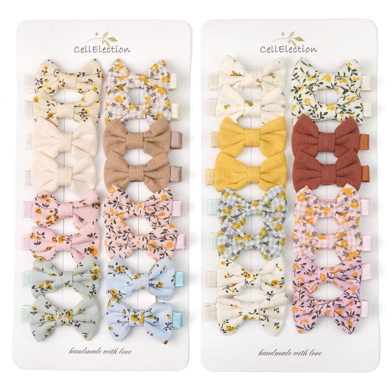 CellElection Baby Girls Hair Bow ClipsTiny Bows Cotton Fully Lined Hair Clips Fine Hair for Girls Infants Toddlers 32pcs - Image 3
