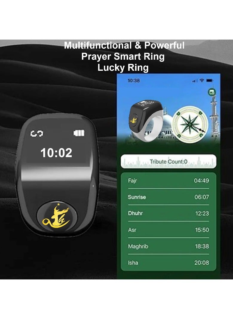 Multifunctional Prayer Smart Ring, Lucky Ring, Tasbih Counter, Azan Alarm, Prayer Direction Guide, Digital Watch Ring, Tasbeeh Beads Ring, Electronic rosary, Forgiveness Ring, TBSoon Aladdin Treasure iQIBLA Zikr Ring - Image 5