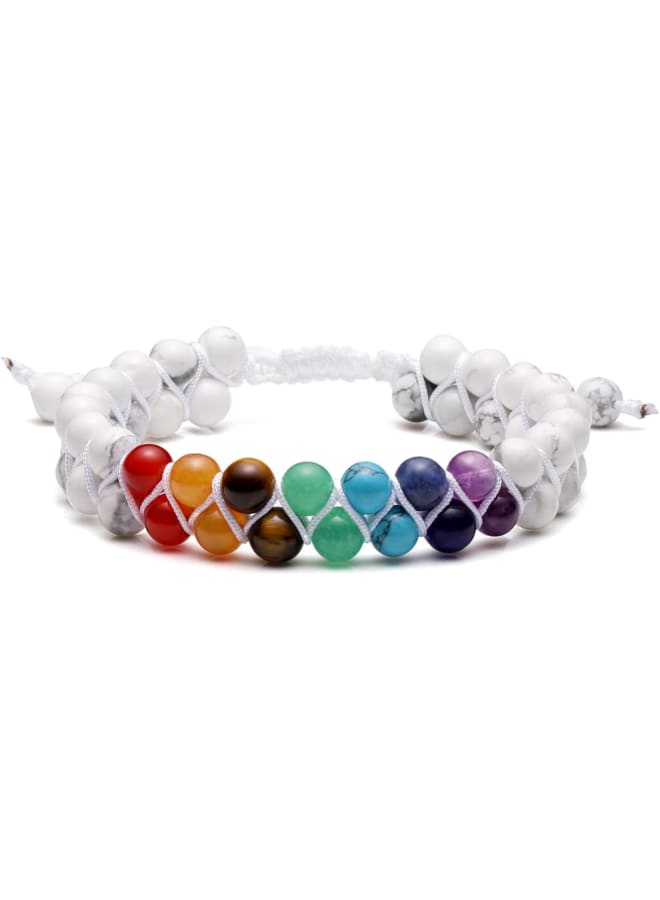 Top Plaza Bead Chakra Bracelet 7 Chakras Healing Crystals Bracelet Yoga Stone Beads Bracelets Meditation Relax Anxiety Bangle for Womens Mens, 6.5 inches, Crystal  - Image 1