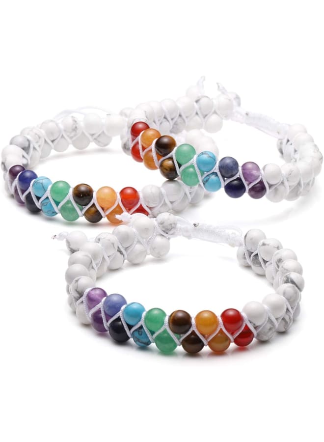 Top Plaza Bead Chakra Bracelet 7 Chakras Healing Crystals Bracelet Yoga Stone Beads Bracelets Meditation Relax Anxiety Bangle for Womens Mens, 6.5 inches, Crystal  - Image 5