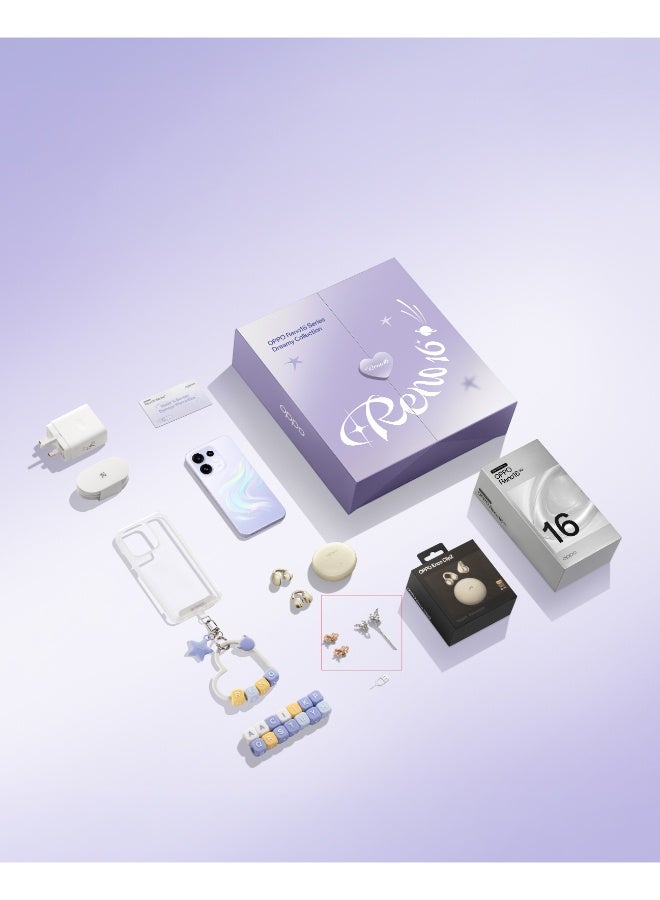 أوبو Reno16 5G Dual SIM Dream Purple Box 12GB RAM 256GB with FREE Enco Clip2, Earring and mobile hanging Accessories – Middle East Version - Image 4