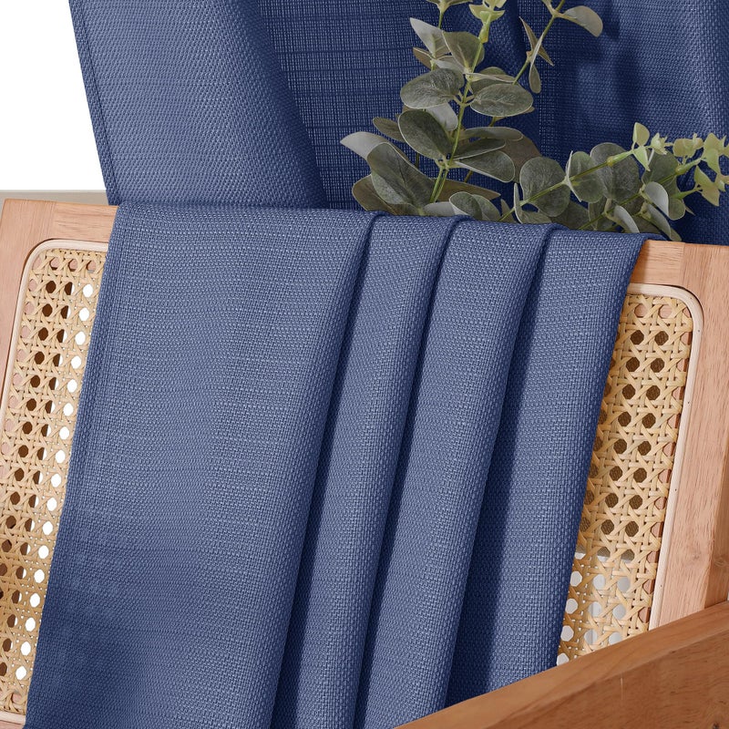 Chyhomenyc Blue Curtains 30 Inch Length Faux Linen Textured Small Cafe Curtains Light Filtering Short Curtains For Basement Curtains Window 30X30 Inch 2Pcs - Image 5