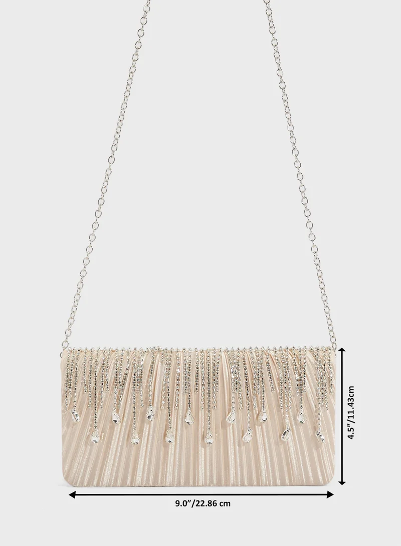 خزانة Tear Drop Diamante Clutch Bag