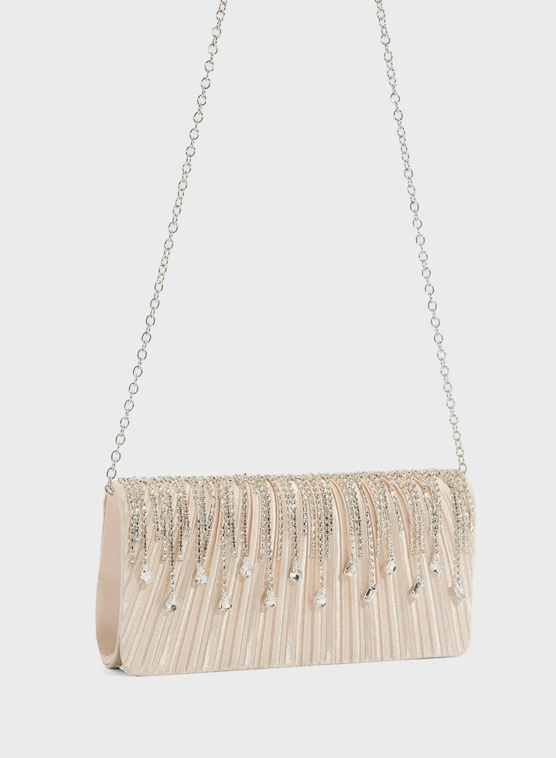 خزانة Tear Drop Diamante Clutch Bag
